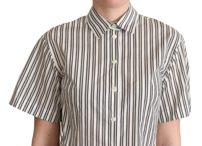 Elegant Striped Cotton Polo Top