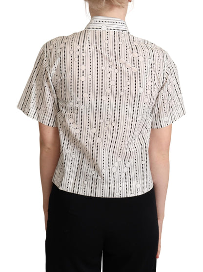 Geometric Elegance Collared Polo Top