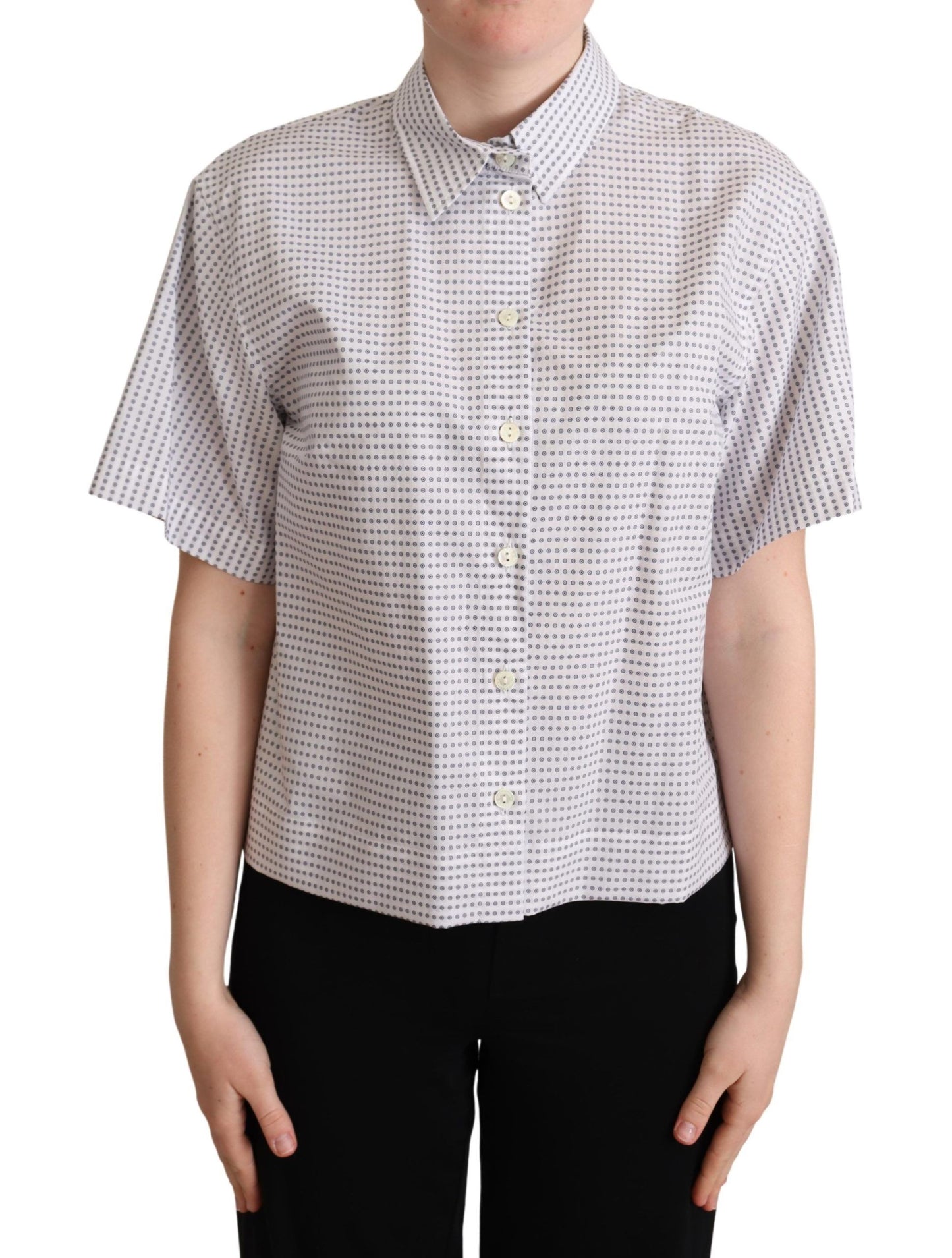 Elegant Polka Dots Collared Polo Top