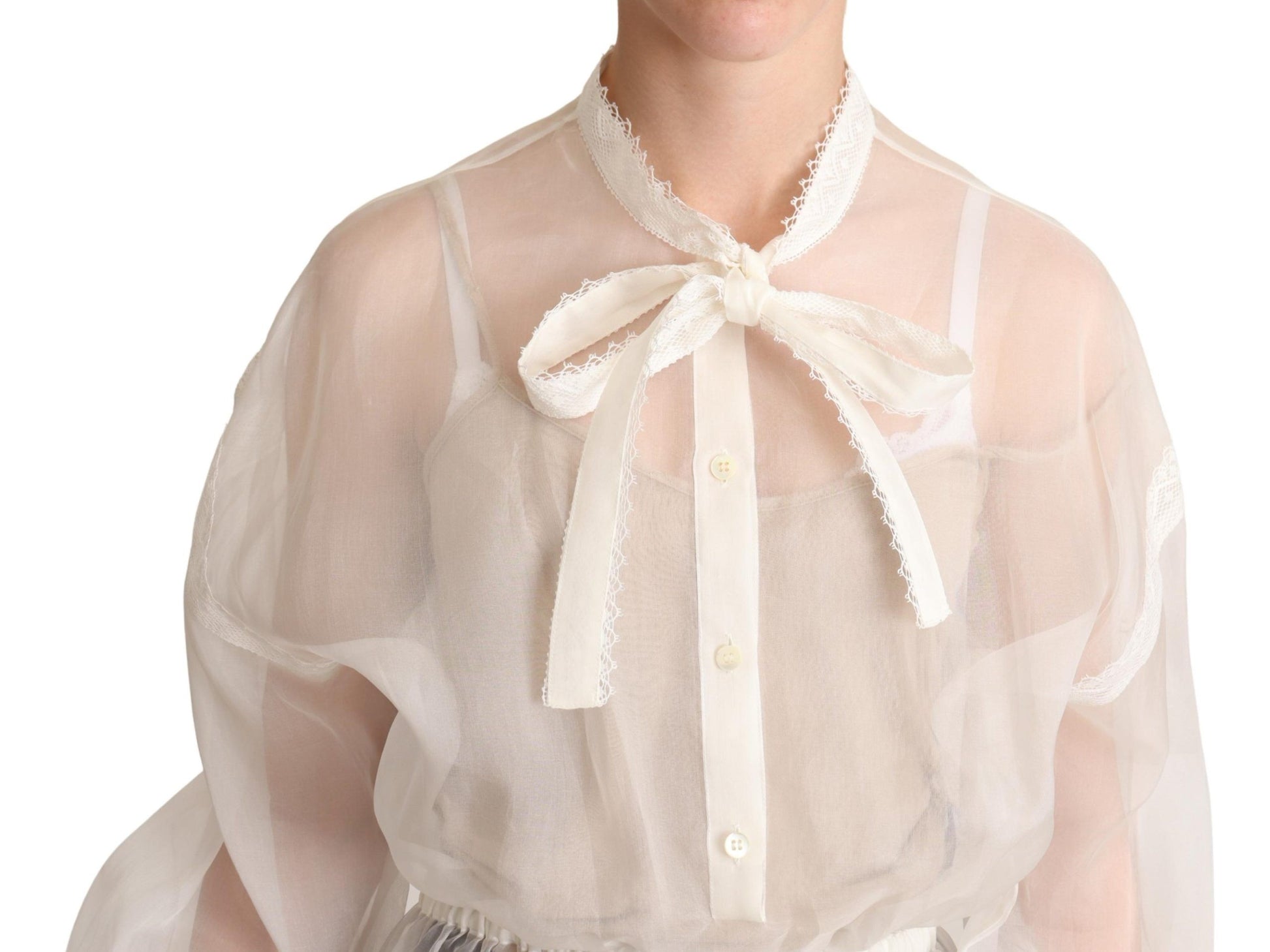 Elegante weiße Ascot-Bluse aus Seide und Baumwolle