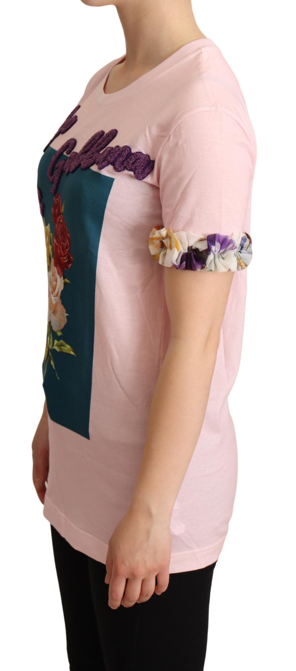 Elegantes T-Shirt mit floraler Rosen-Applikation