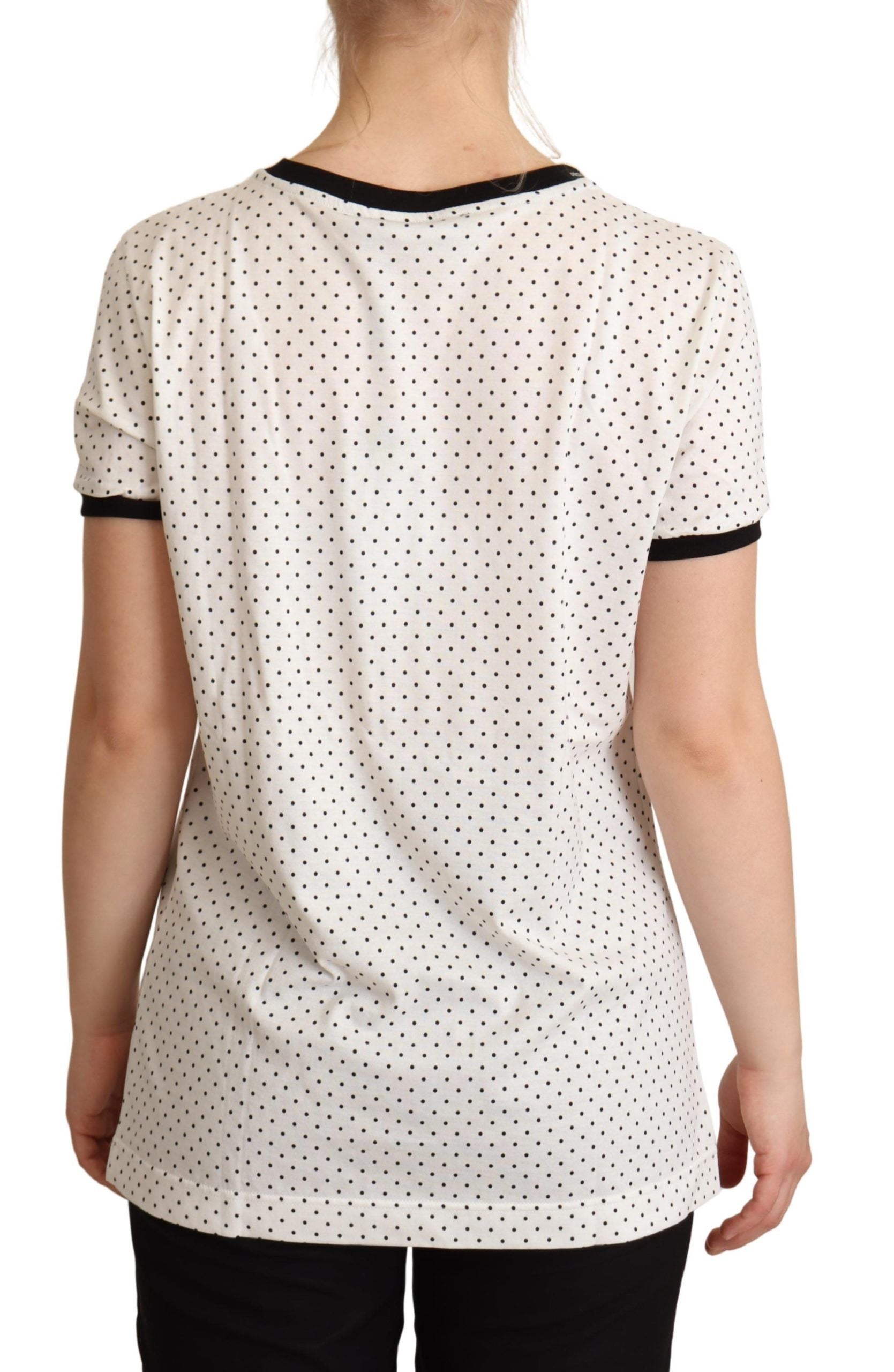 Baumwoll-T-Shirt mit Rundhalsausschnitt und Polka Dot-Muster