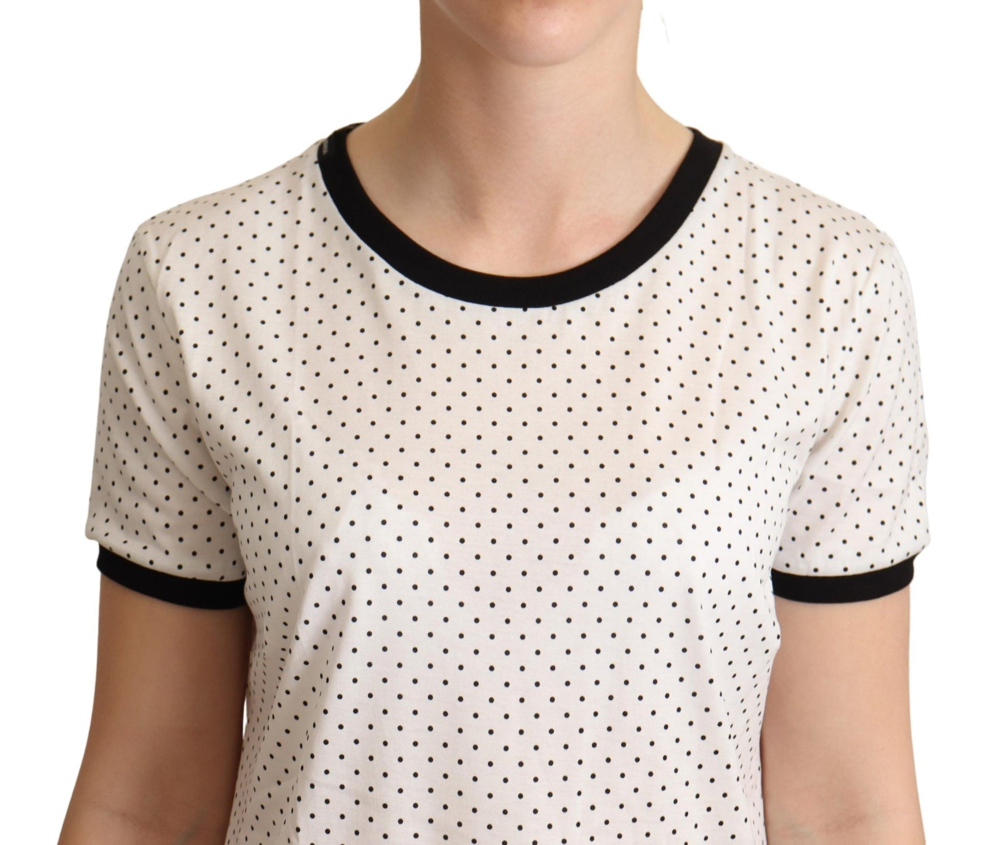 Baumwoll-T-Shirt mit Rundhalsausschnitt und Polka Dot-Muster