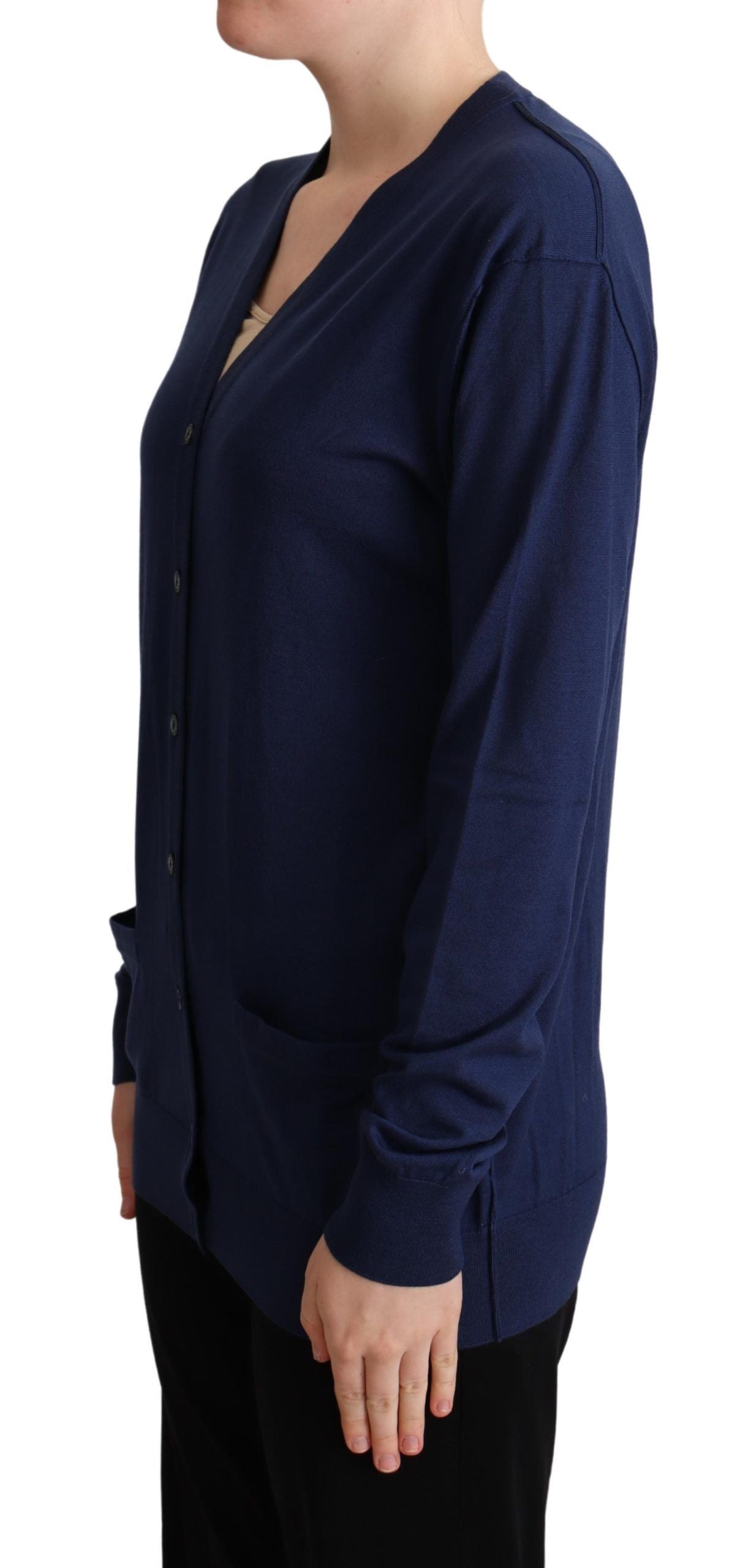 Eleganter blauer Cardigan aus Schurwolle