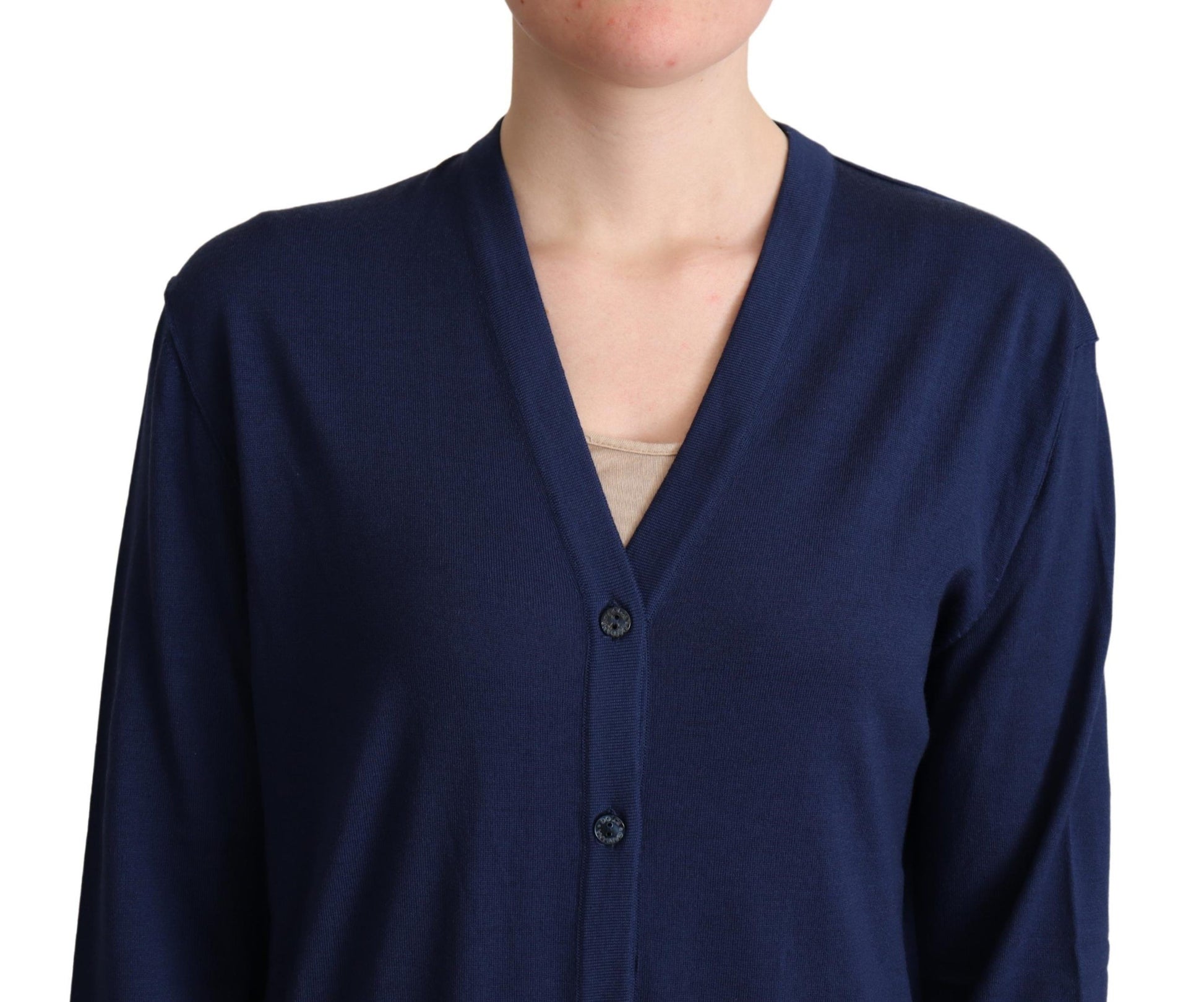 Eleganter blauer Cardigan aus Schurwolle