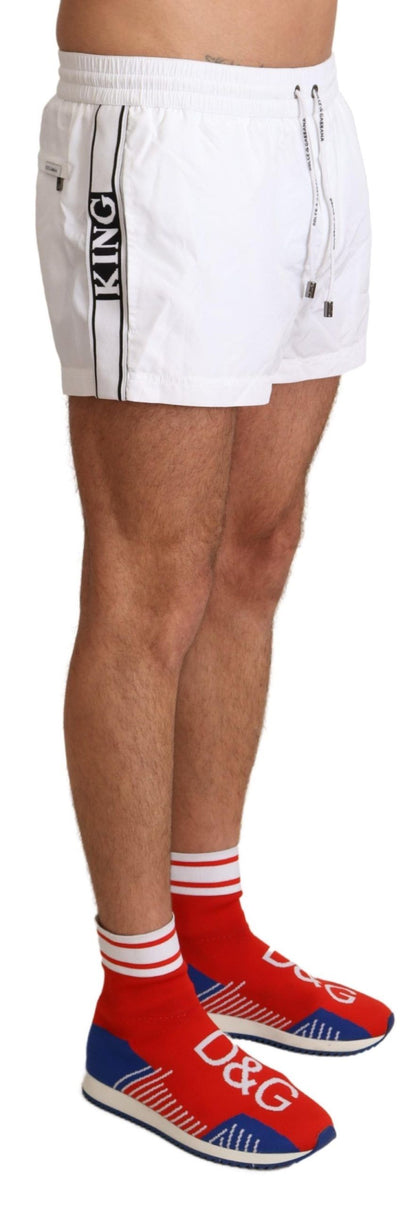 Elegante weiße Badehose mit KING-Motiv