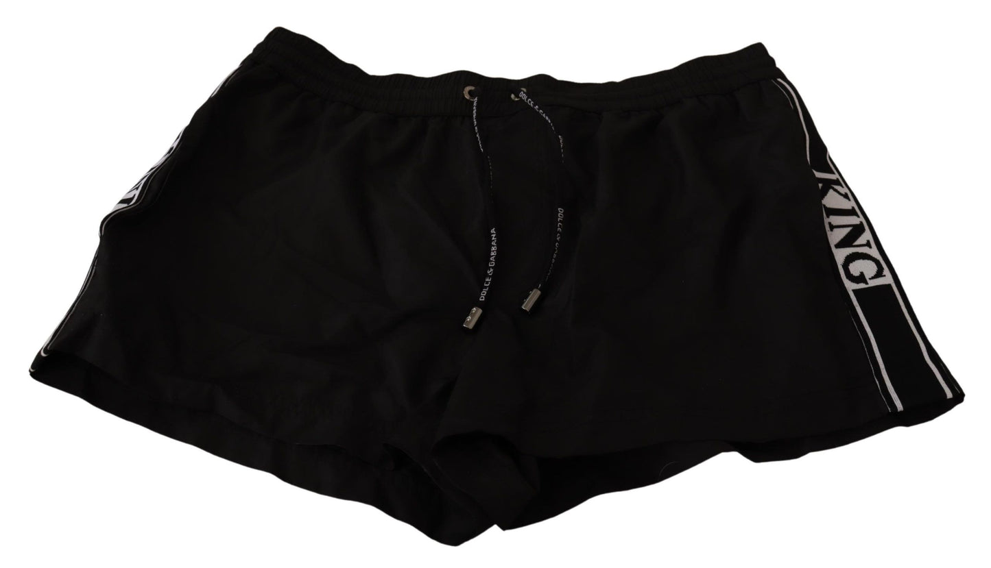 Elegante schwarze Badehose mit KING-Motiv