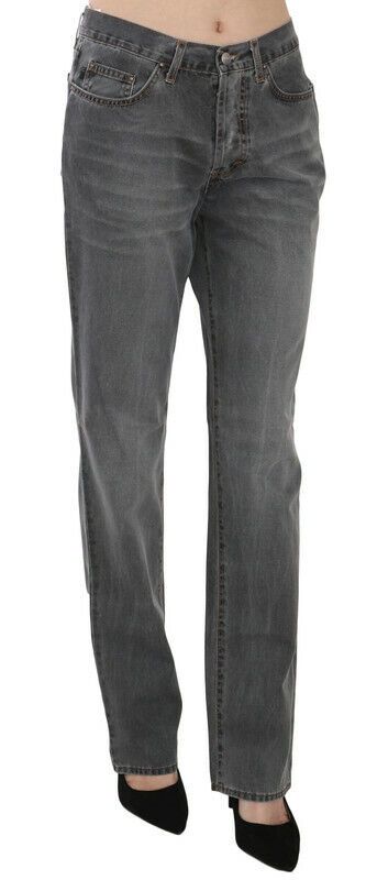 Schicke Jeans mit geradem Bein und mittlerer Taille in Grau