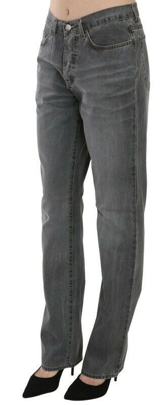 Schicke Jeans mit geradem Bein und mittlerer Taille in Grau