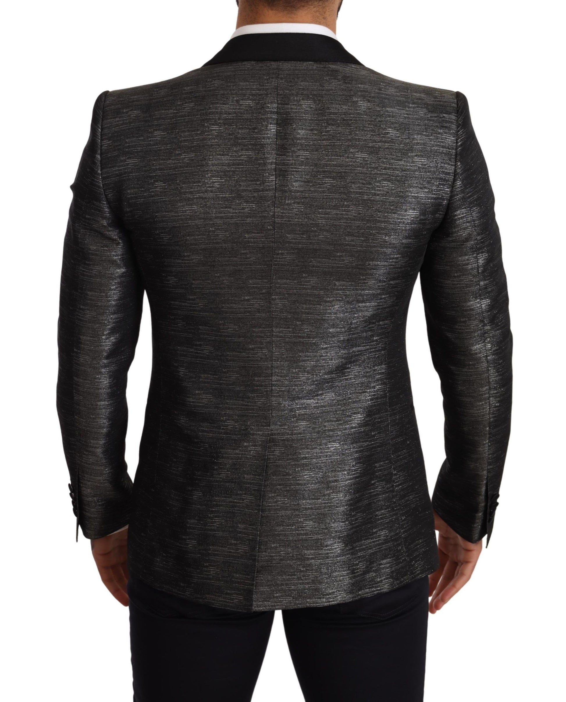 Slim Fit-Blazer aus Jacquard in Metallic-Grau