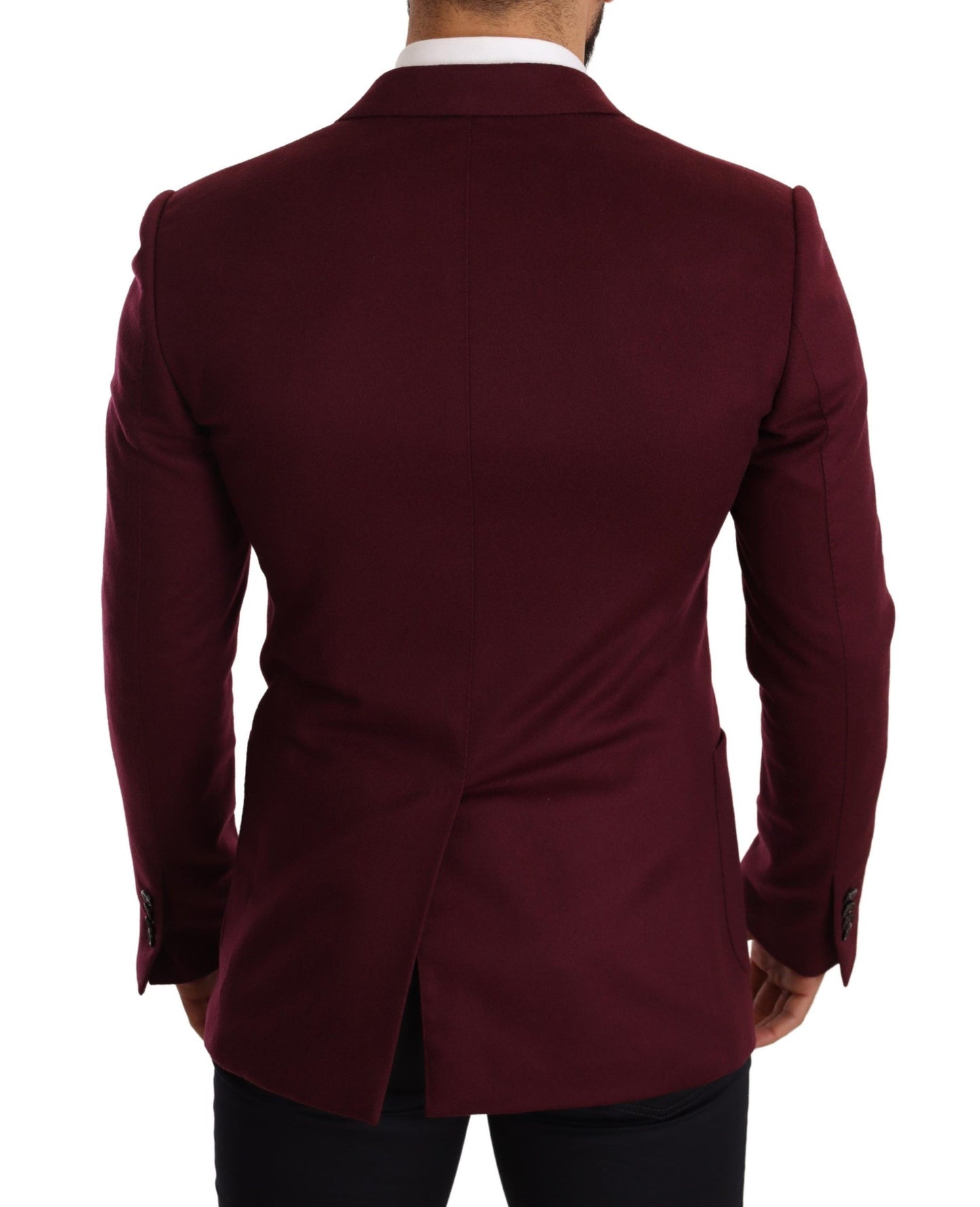 Elegant Maroon Bordeaux Cashmere Blazer