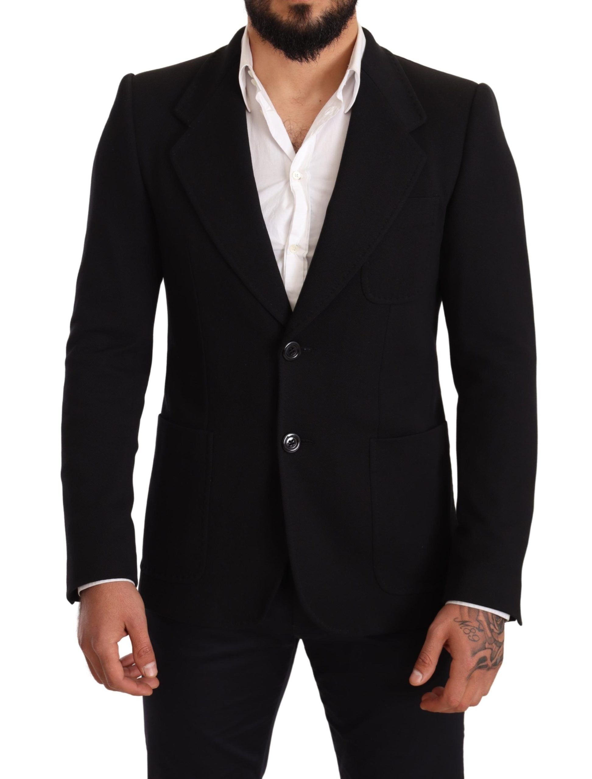 Eleganter Slim Fit-Blazer aus schwarzer Baumwolle