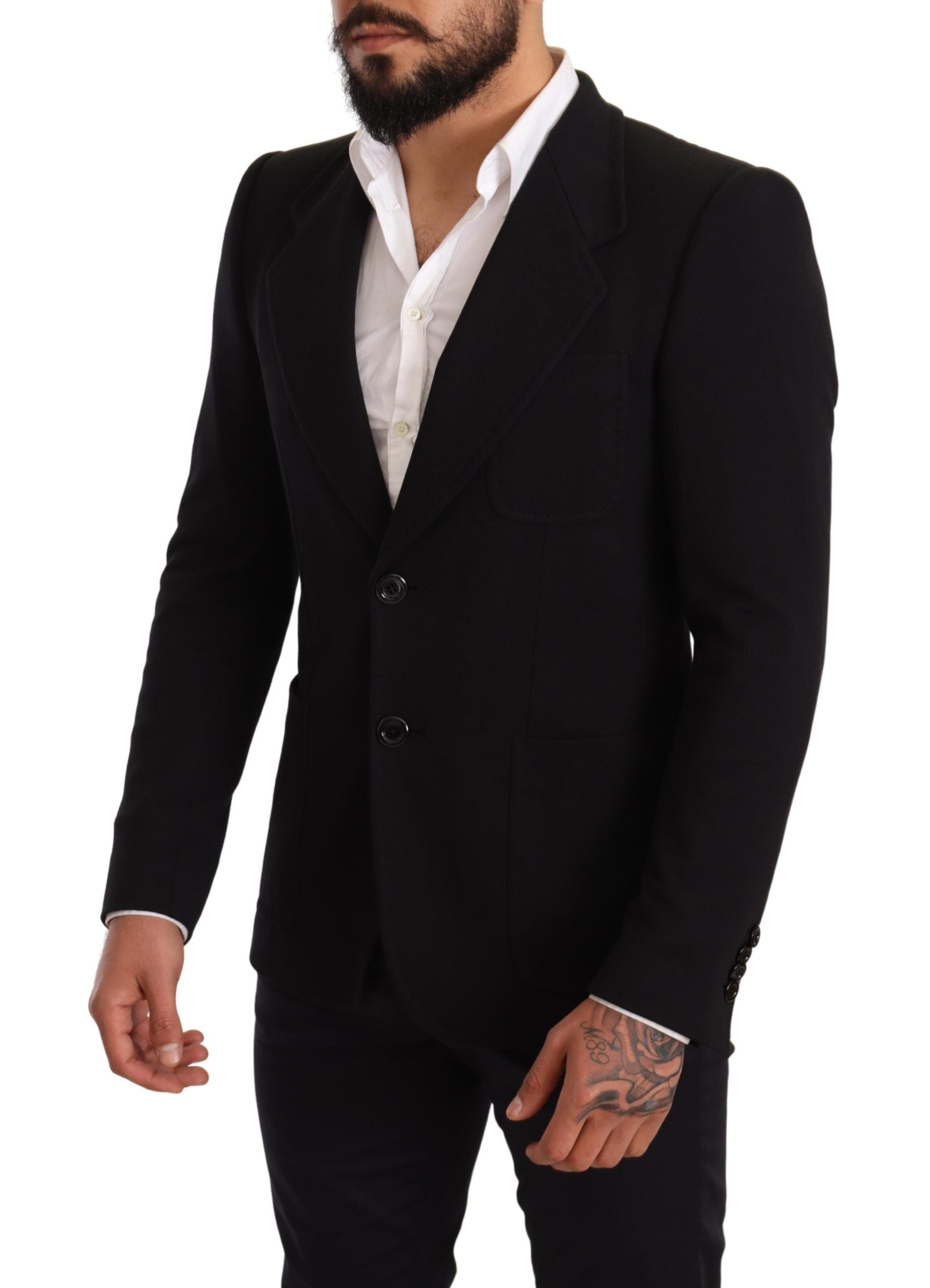 Eleganter Slim Fit-Blazer aus schwarzer Baumwolle