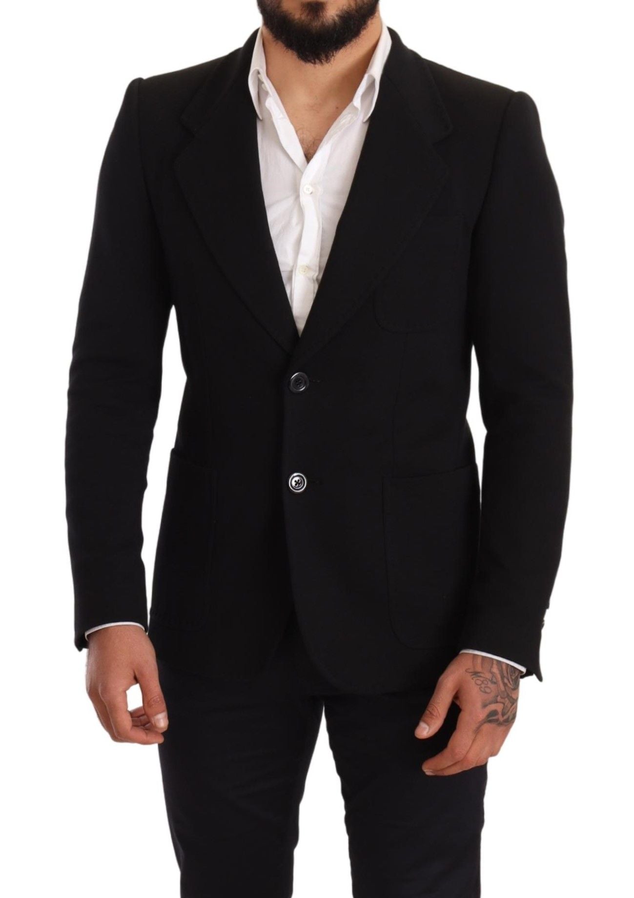 Eleganter Slim Fit-Blazer aus schwarzer Baumwolle