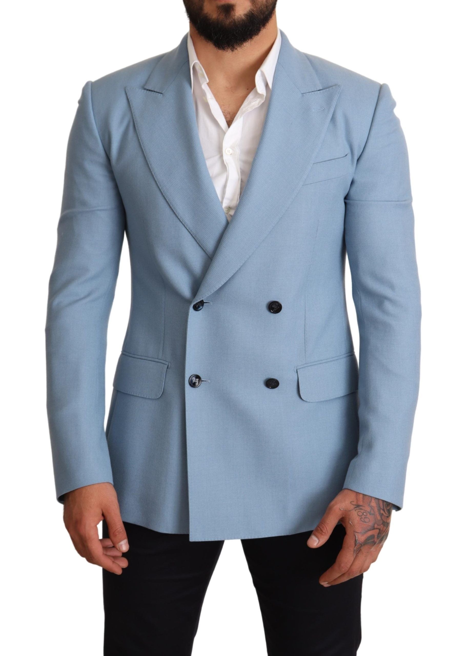 Eleganter blauer Herrenblazer aus Kaschmir-Seide