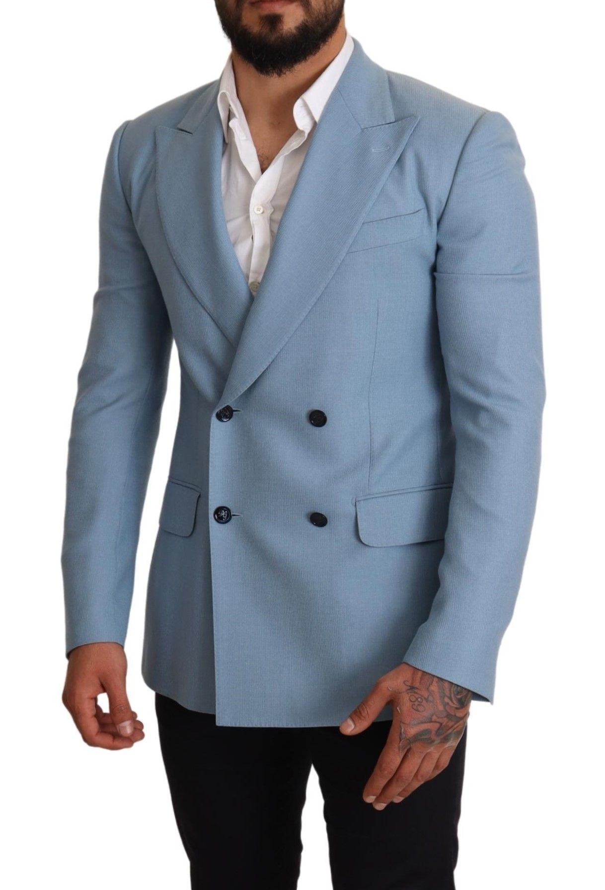 Eleganter blauer Herrenblazer aus Kaschmir-Seide