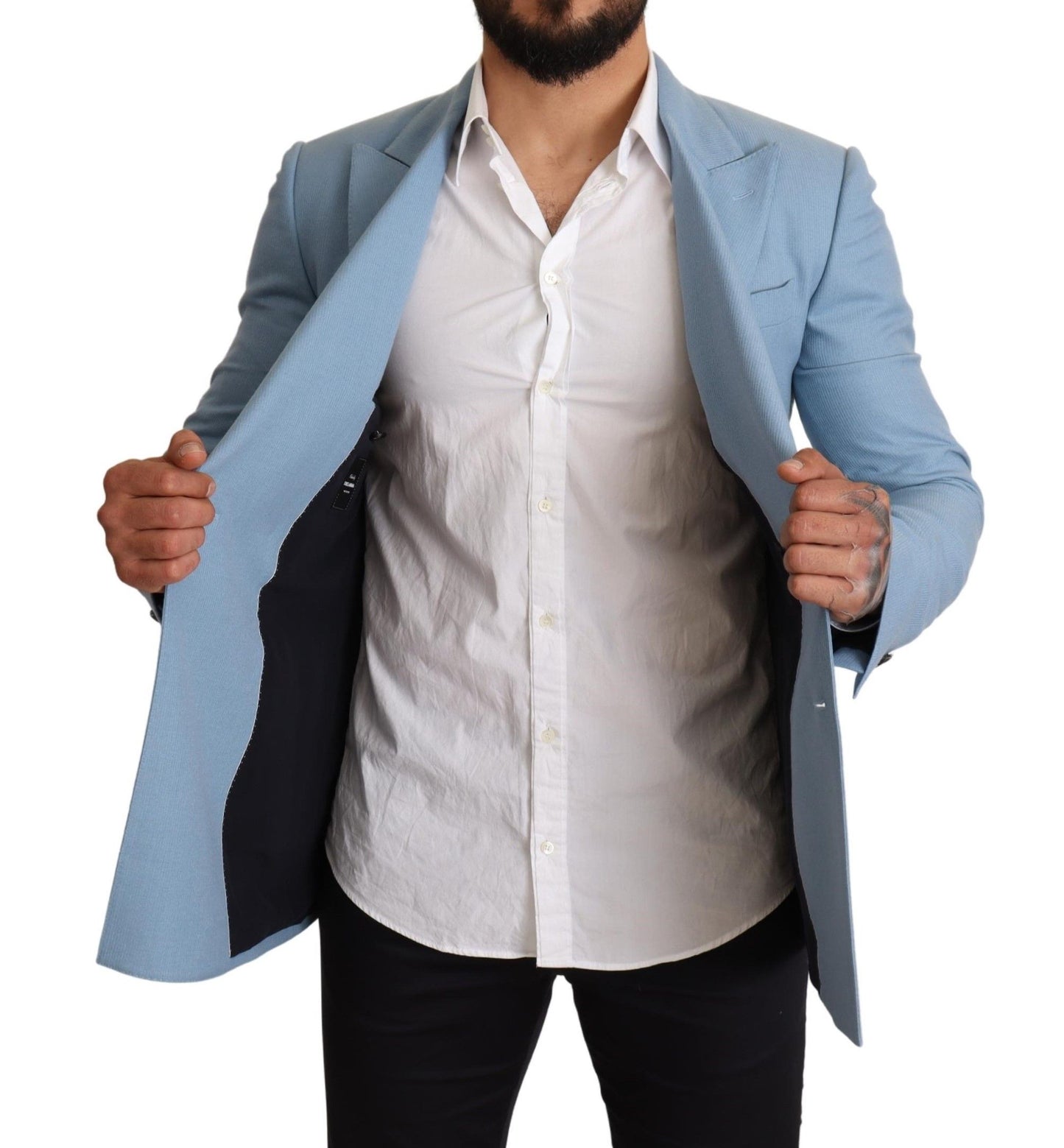 Eleganter blauer Herrenblazer aus Kaschmir-Seide