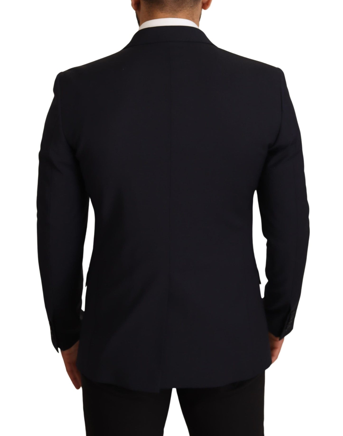 Elegant Dark Blue Wool Blend Martini Suit