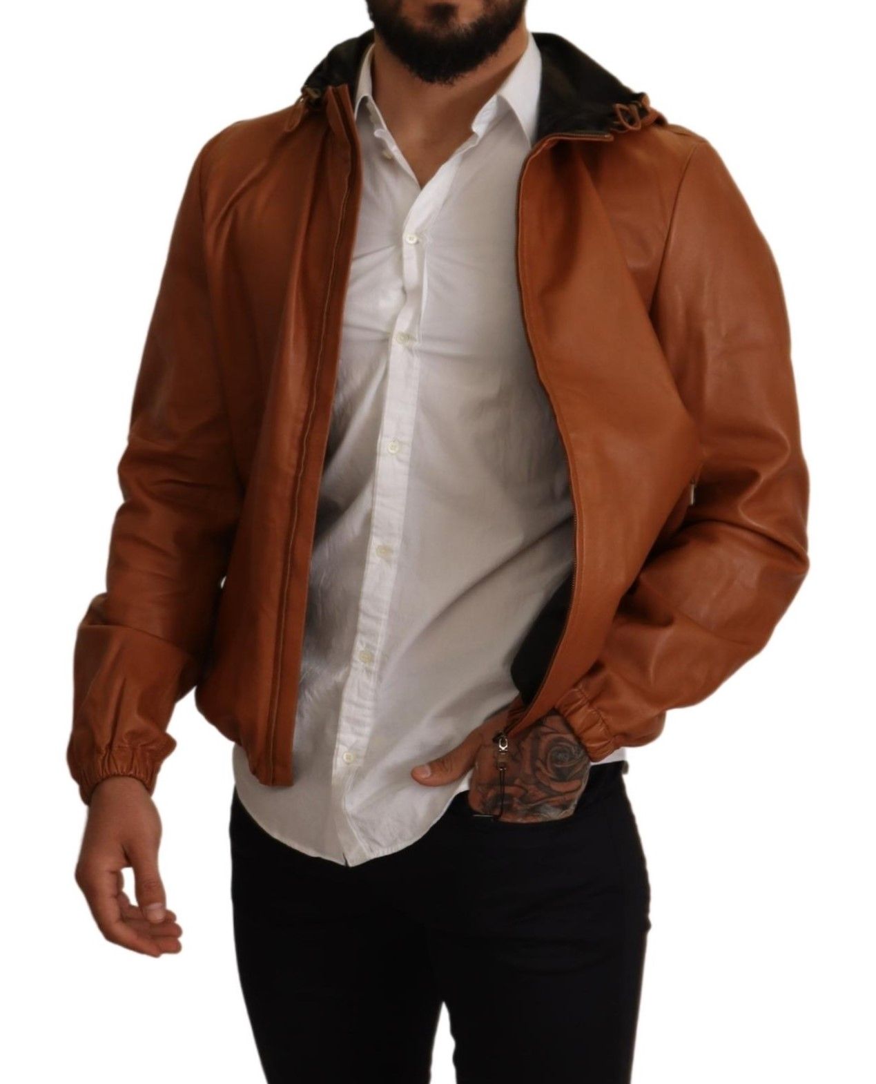 Elegante braune Bomberjacke aus Leder