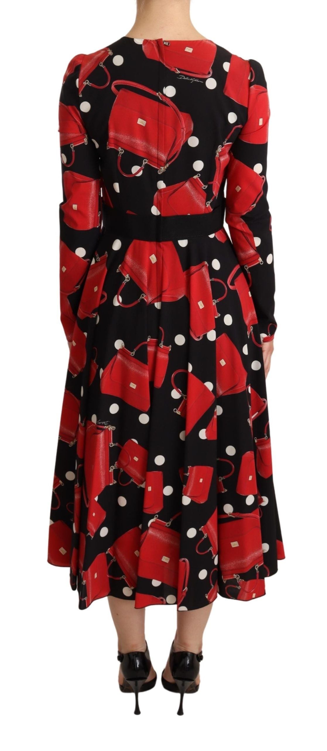 Elegant Sicily Print Flared Midi Dress