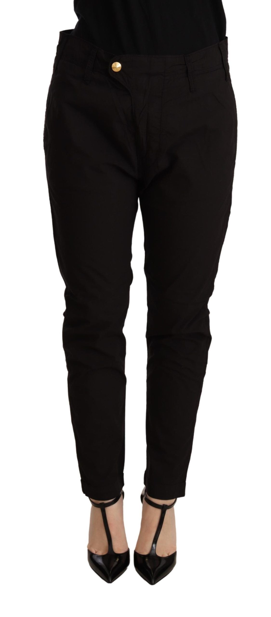 Elegante schwarze Baggy-Hose aus Baumwolle