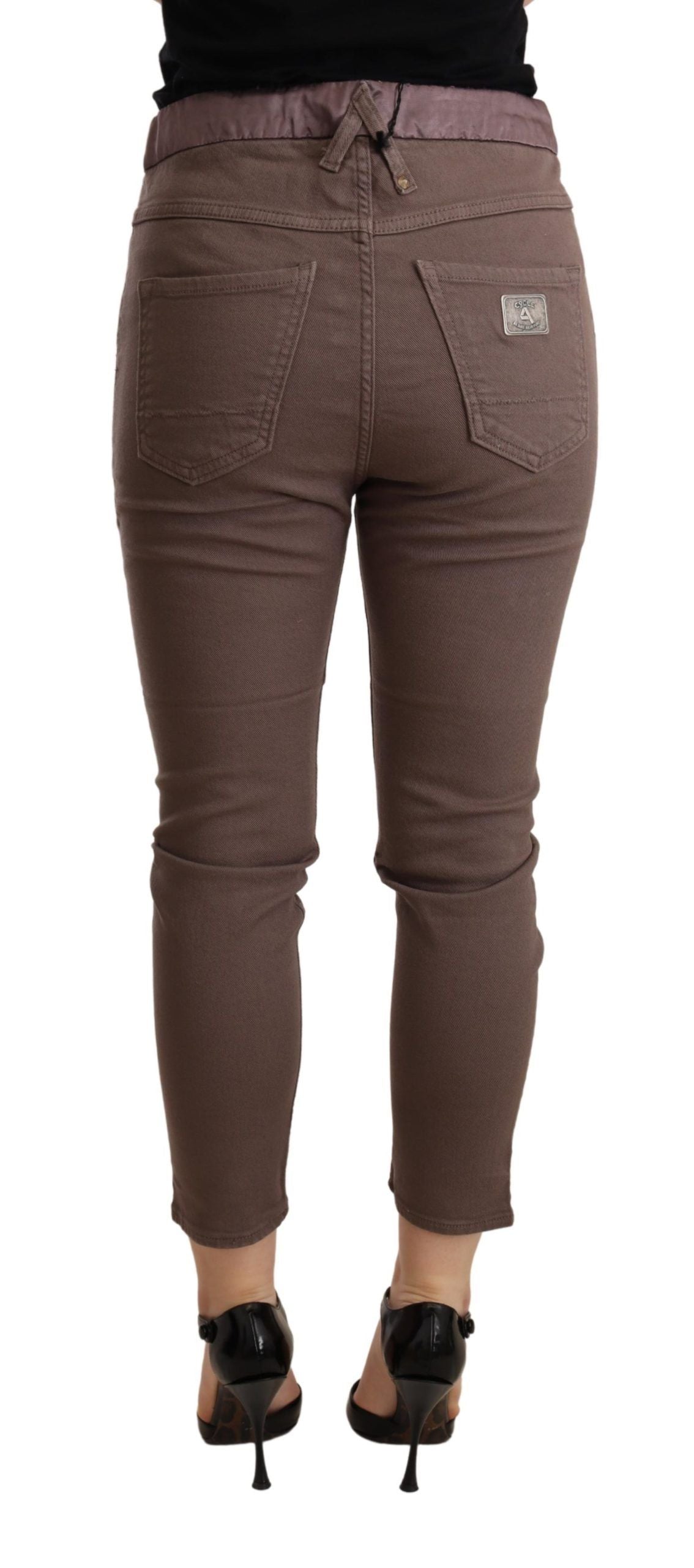 Schicke, braune Skinny-Hose mit mittelhohem Bund