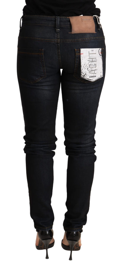 Schicke Skinny Jeans mit niedriger Taille und verwaschenem Blau