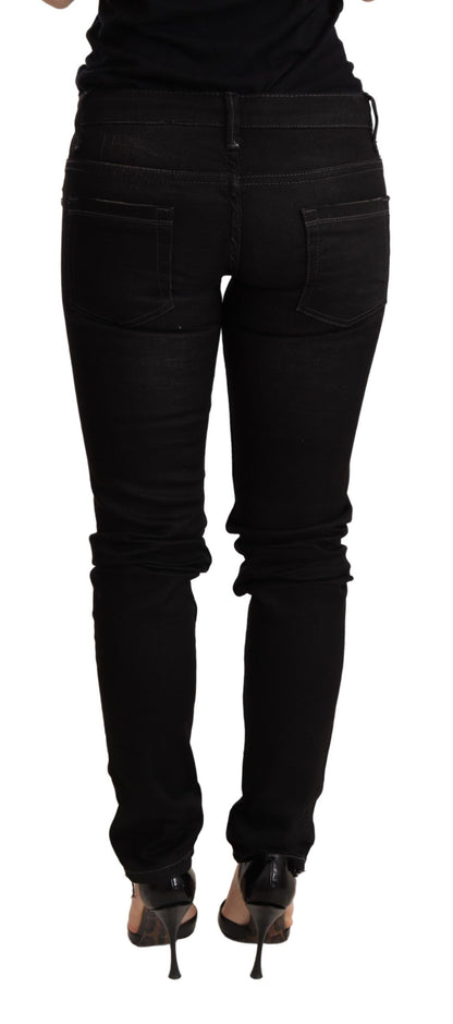 Schicker schwarzer Skinny-Jeansstoff mit niedriger Taille