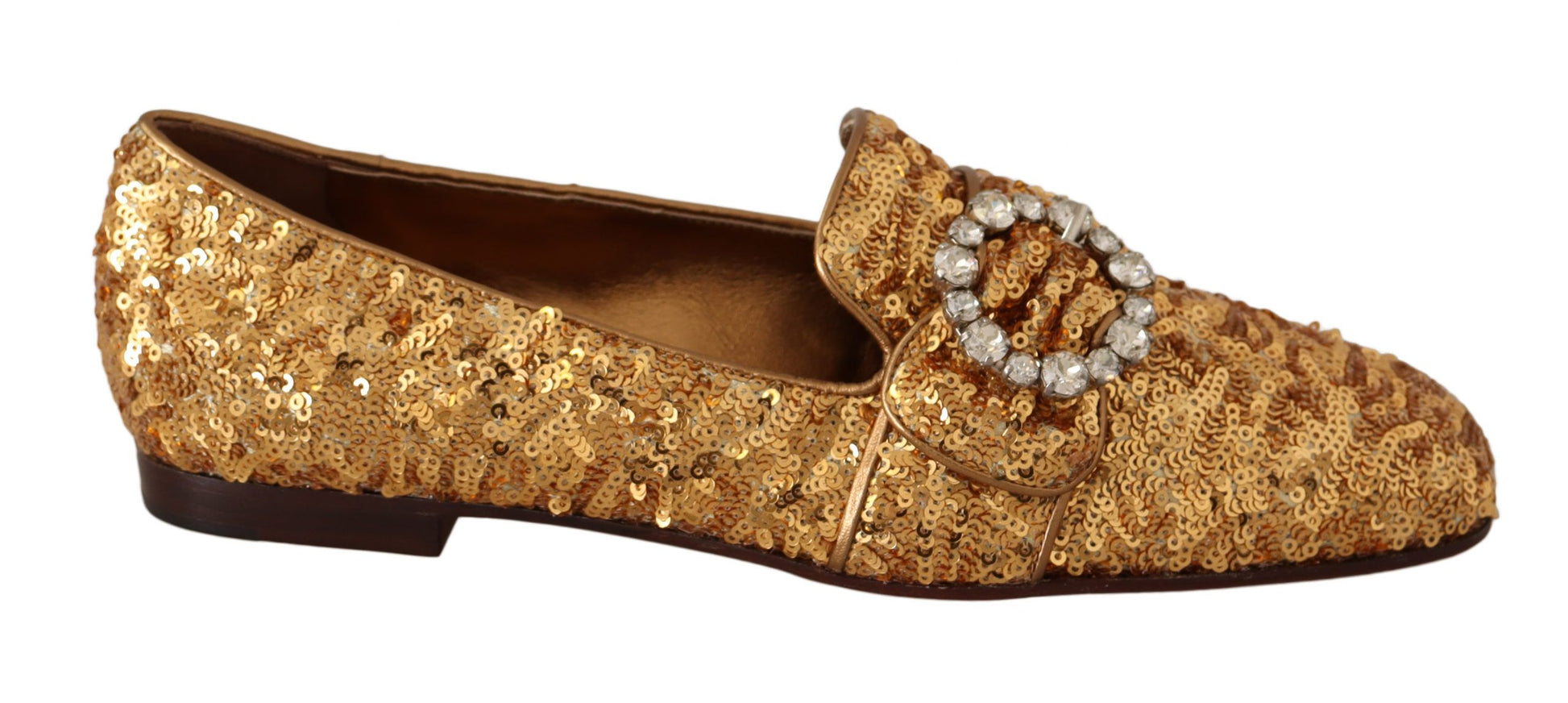 Elegante Ballerinas mit goldenen Pailletten und Kristallen