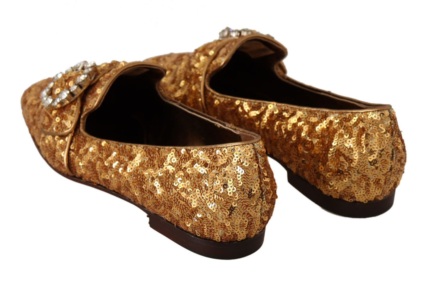 Elegante Ballerinas mit goldenen Pailletten und Kristallen