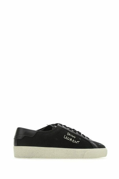 Schicke Low-Top-Sneakers aus schwarzem Canvas und Leder