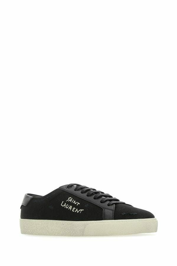 Schicke Low-Top-Sneakers aus schwarzem Canvas und Leder