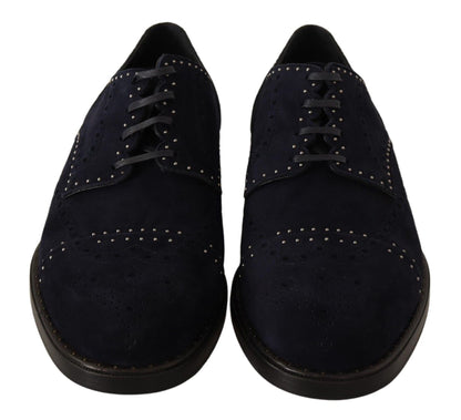 Elegant Suede Derby Shoes with Silver Studs