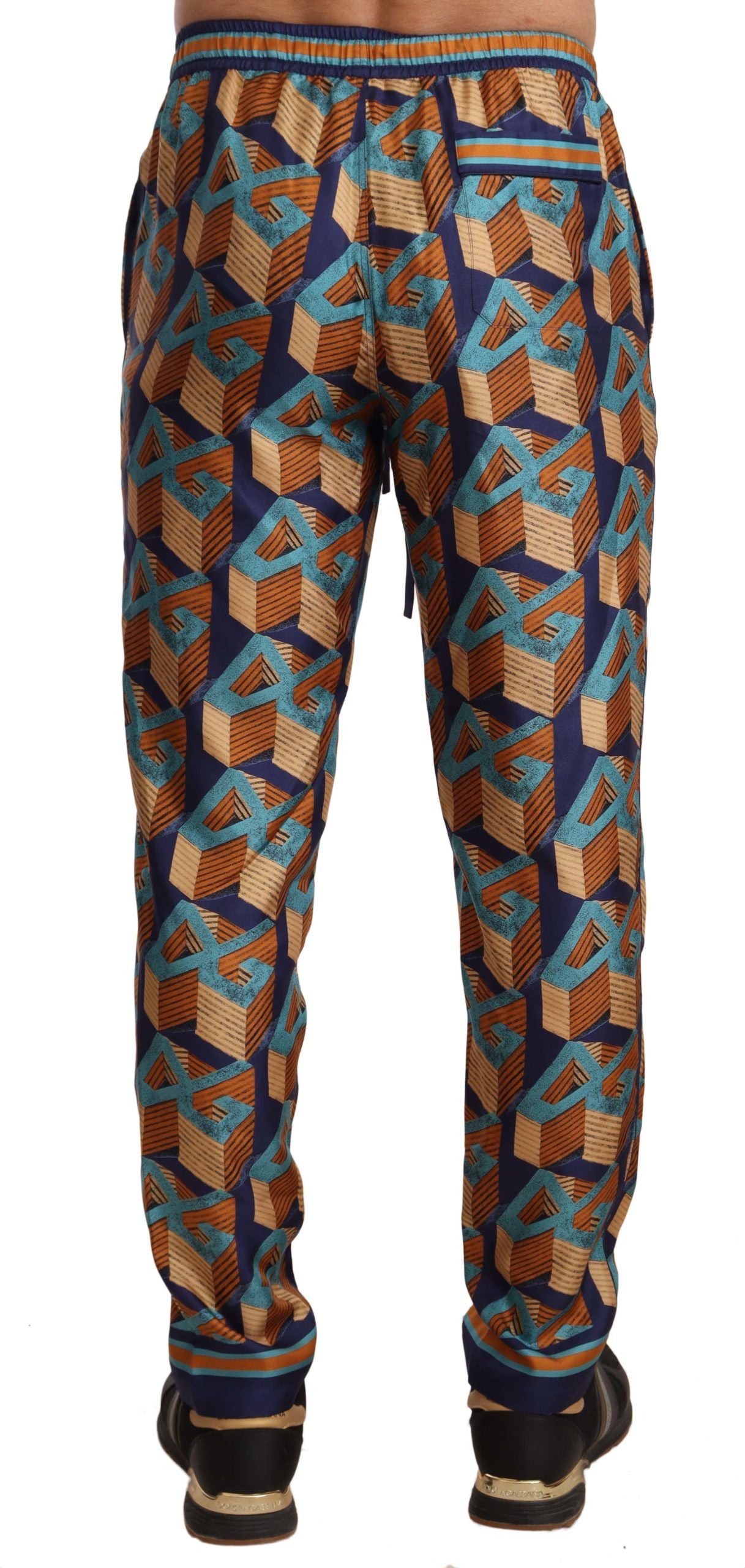 Elegante Jogginghose aus Seide mit lebendigem Print