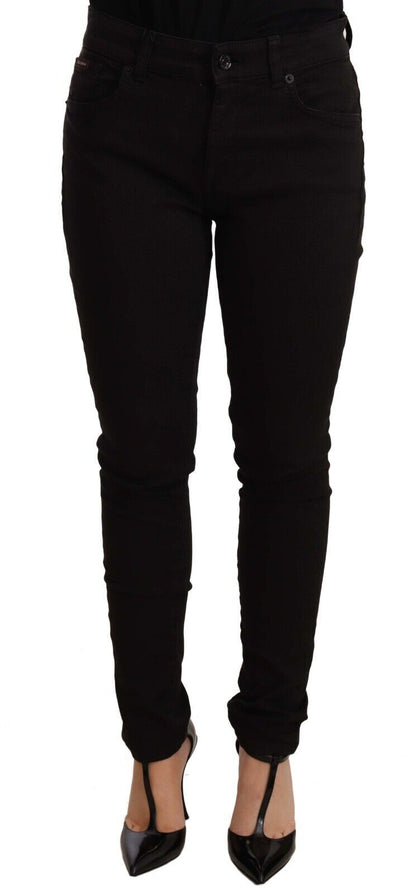 Chic Black Mid-Waist Skinny Denim Jeans