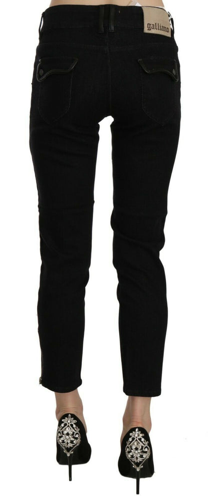 Schicke schwarze Slim-Crop-Jeans mit mittlerer Taille