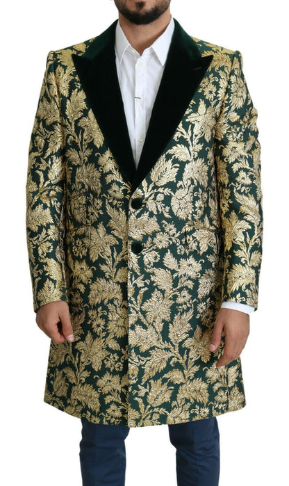 Elegante goldgrüne Jacquard-Sicilia-Jacke