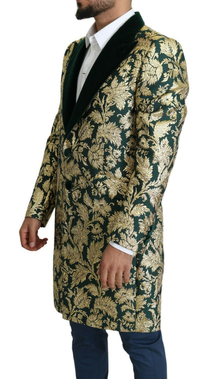 Elegante goldgrüne Jacquard-Sicilia-Jacke