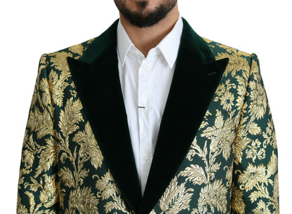 Elegante goldgrüne Jacquard-Sicilia-Jacke