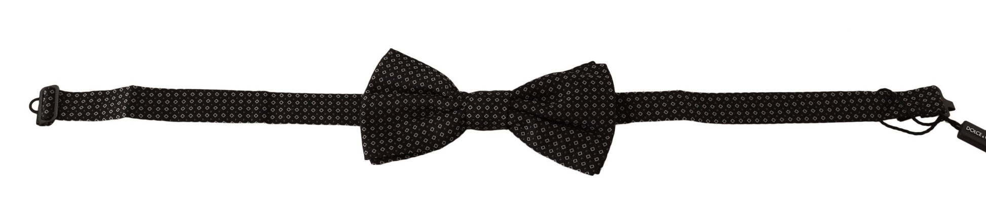 Elegant Black Patterned Silk Bow Tie