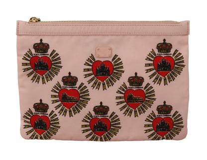 Elegante rosa Clutch mit Herzmotiv