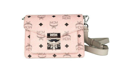 Signature – Mini-Crossbody-Handtasche aus weichem rosa Leder mit Diamant-Logo und Klappverschluss