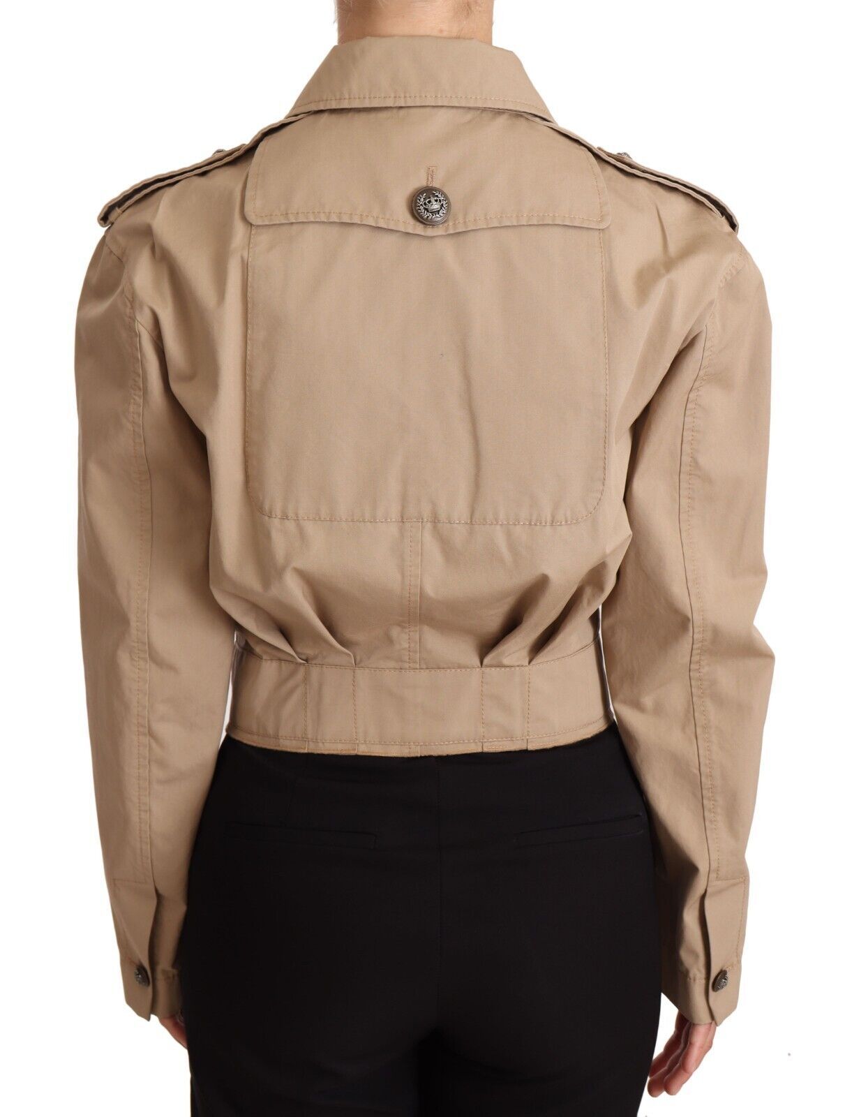 Edle Cropped-Baumwolljacke in Beige