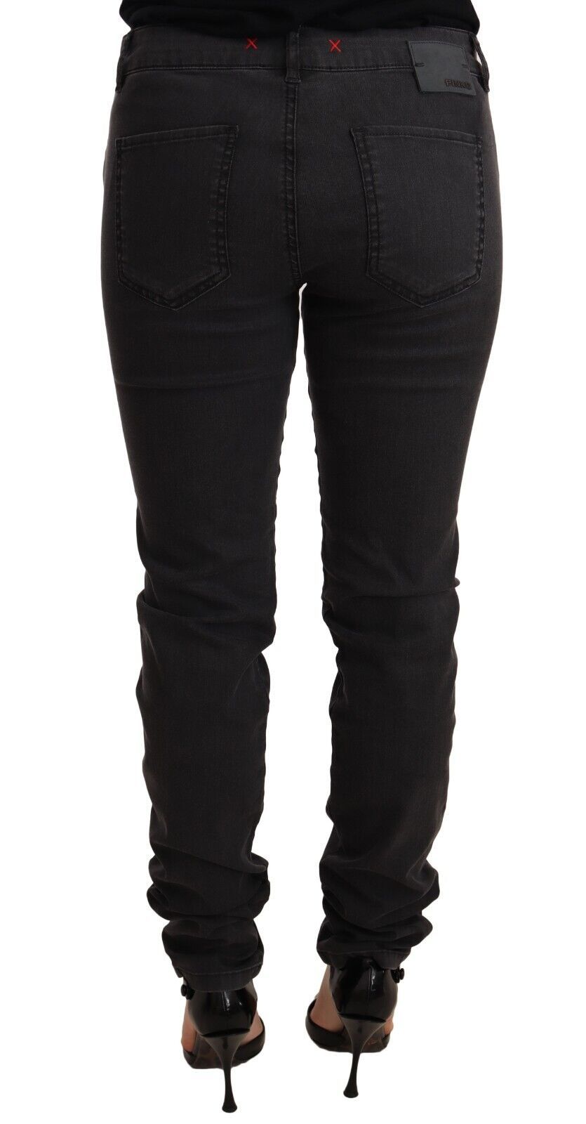 Schicker Skinny-Jeansstoff in Schwarz mit mittlerer Taille