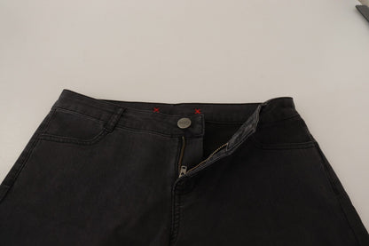 Schicker Skinny-Jeansstoff in Schwarz mit mittlerer Taille