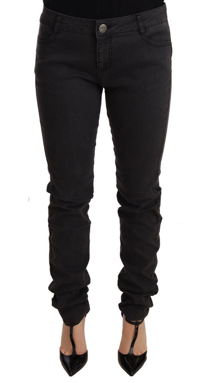 Schicker Skinny-Jeansstoff in Schwarz mit mittlerer Taille