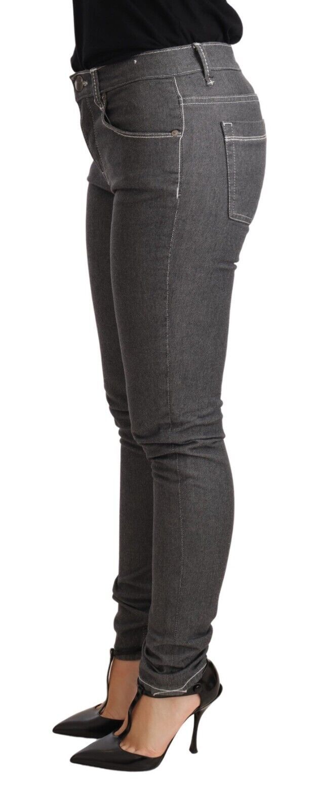 Elegante graue Skinny Jeans mit mittlerer Taille