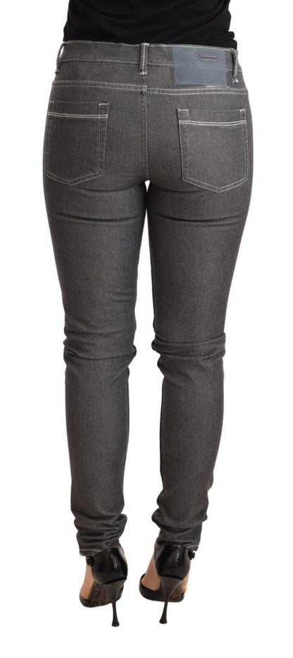 Elegante graue Skinny Jeans mit mittlerer Taille