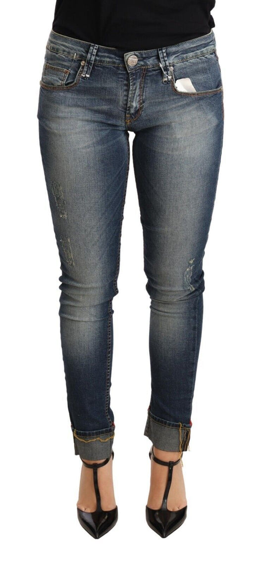 Schicker Skinny-Jeansstoff in verwaschenem Blau