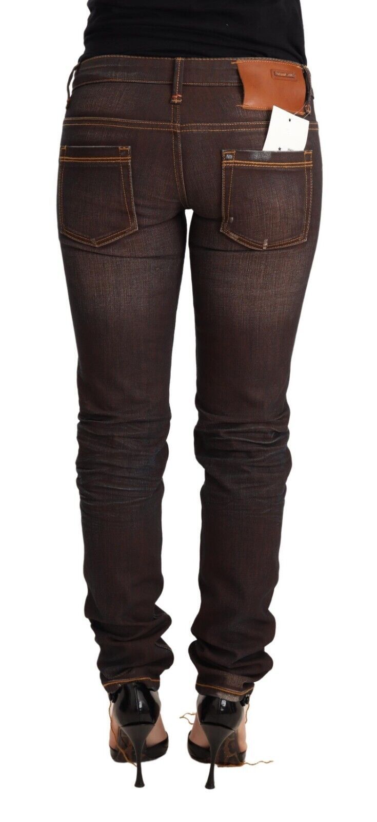 Schicke Skinny Jeans mit niedriger Taille in Braun